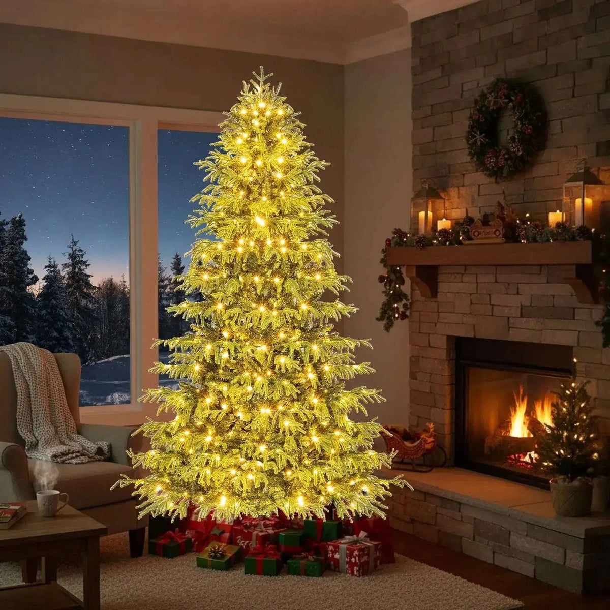 Artificial Christmas Tree with LED Lights and PVC Mixed Branch Tips Cartsfy Inc.