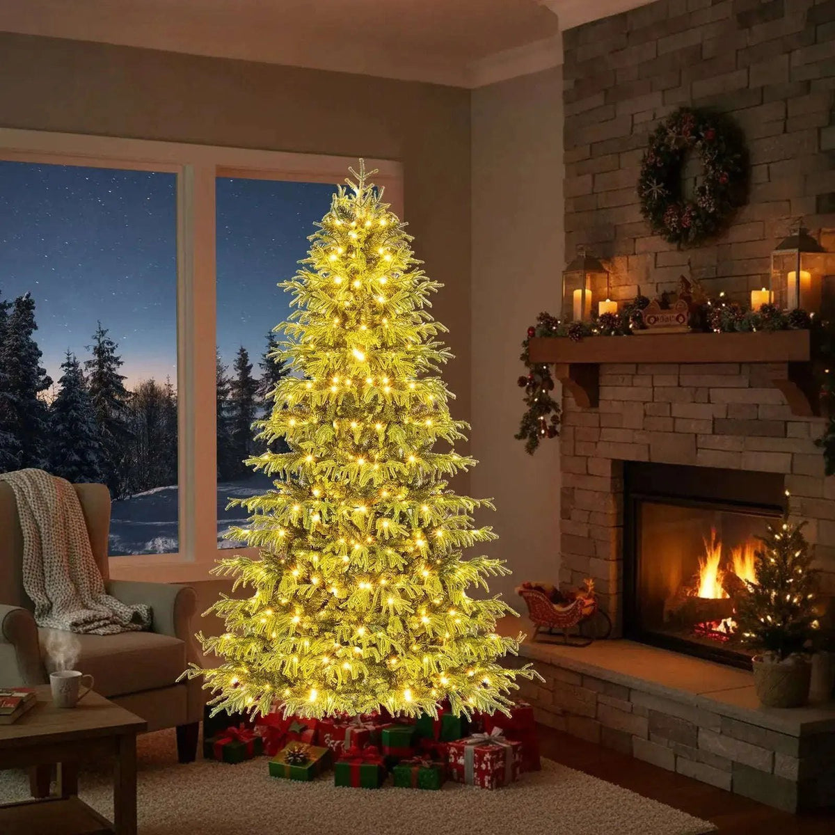 Artificial Christmas Tree with LED Lights and PVC Mixed Branch Tips Cartsfy Inc.