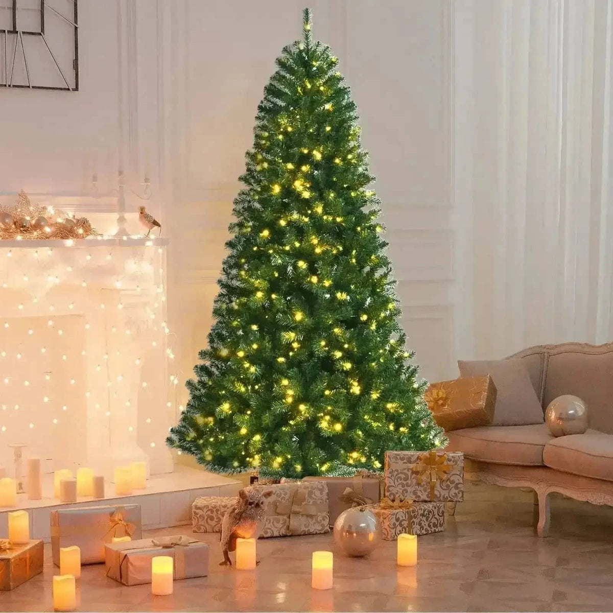 Artificial Hinged Christmas Tree with Remote-controlled Color-changing LED Lights Cartsfy Inc.
