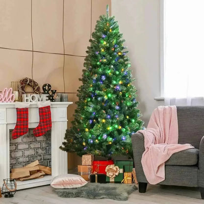 Artificial Hinged Christmas Tree with Remote-controlled LED Lights