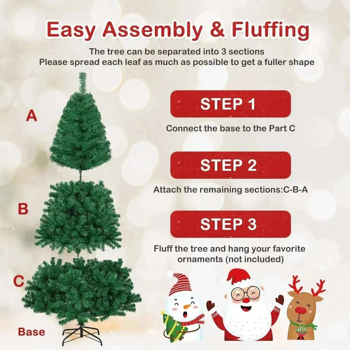 Artificial PVC Christmas Tree with Solid Metal Stand Cartsfy Inc.