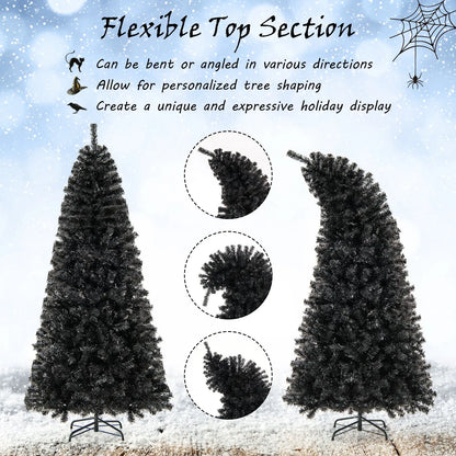 6/7 FT Artificial Christmas Tree with Bendable Top Section and Warm Light