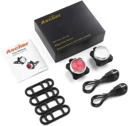 Ascher USB Rechargeable Bike Light Set DailySale Default Title Default Title-
