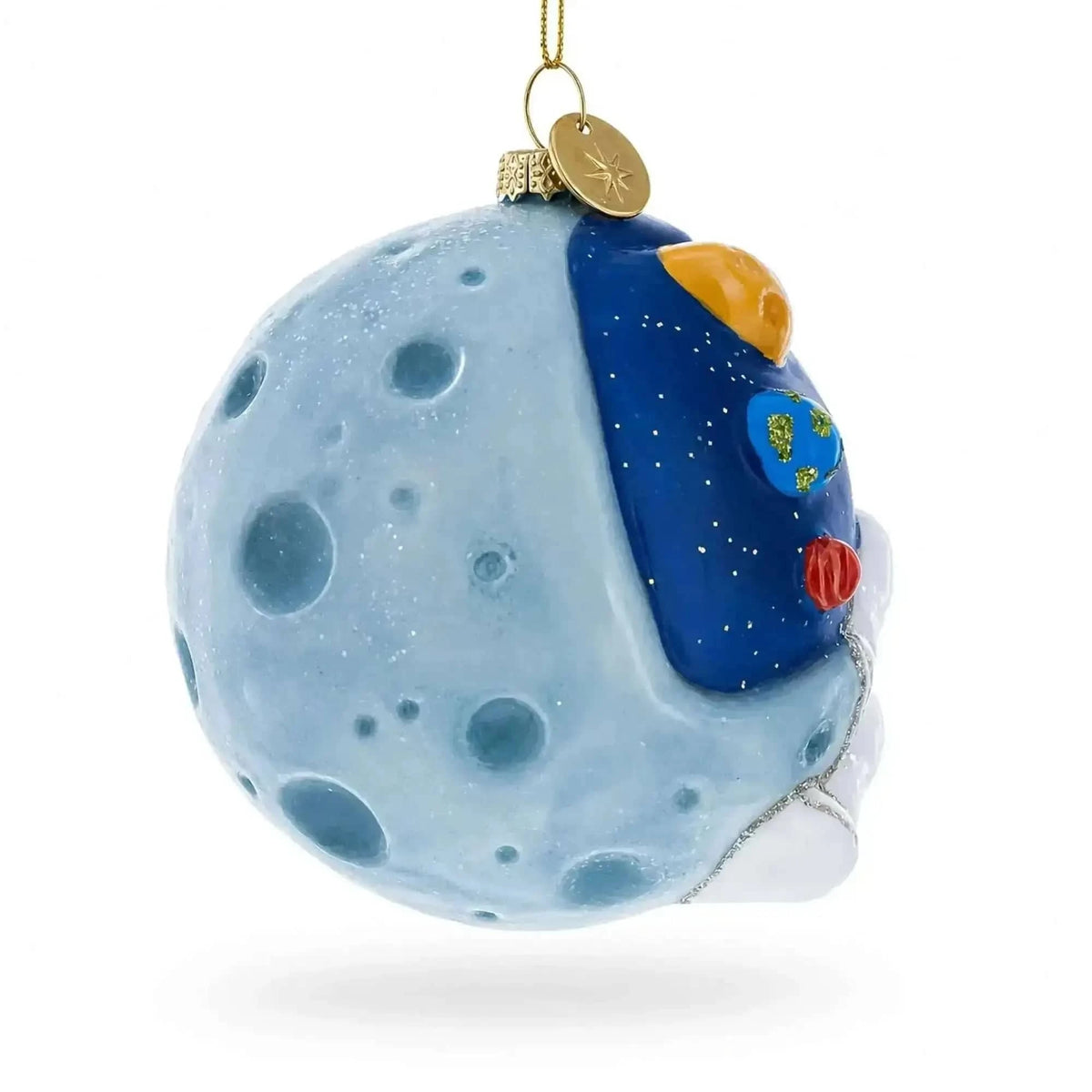 Astronaut Floating in Outer Space Glass Christmas Ornament Cartsfy Inc.
