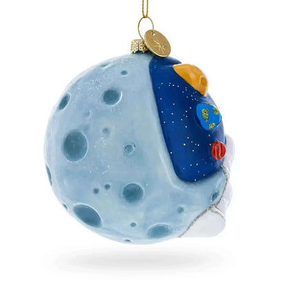 Astronaut Floating in Outer Space Glass Christmas Ornament Cartsfy Inc.