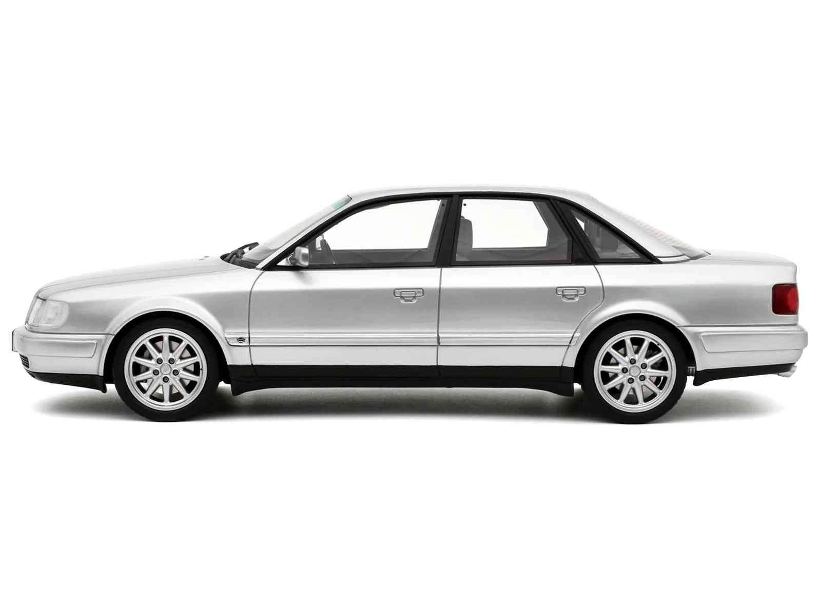 Silver Audi S4 1:18 model car side profile with alloy wheels