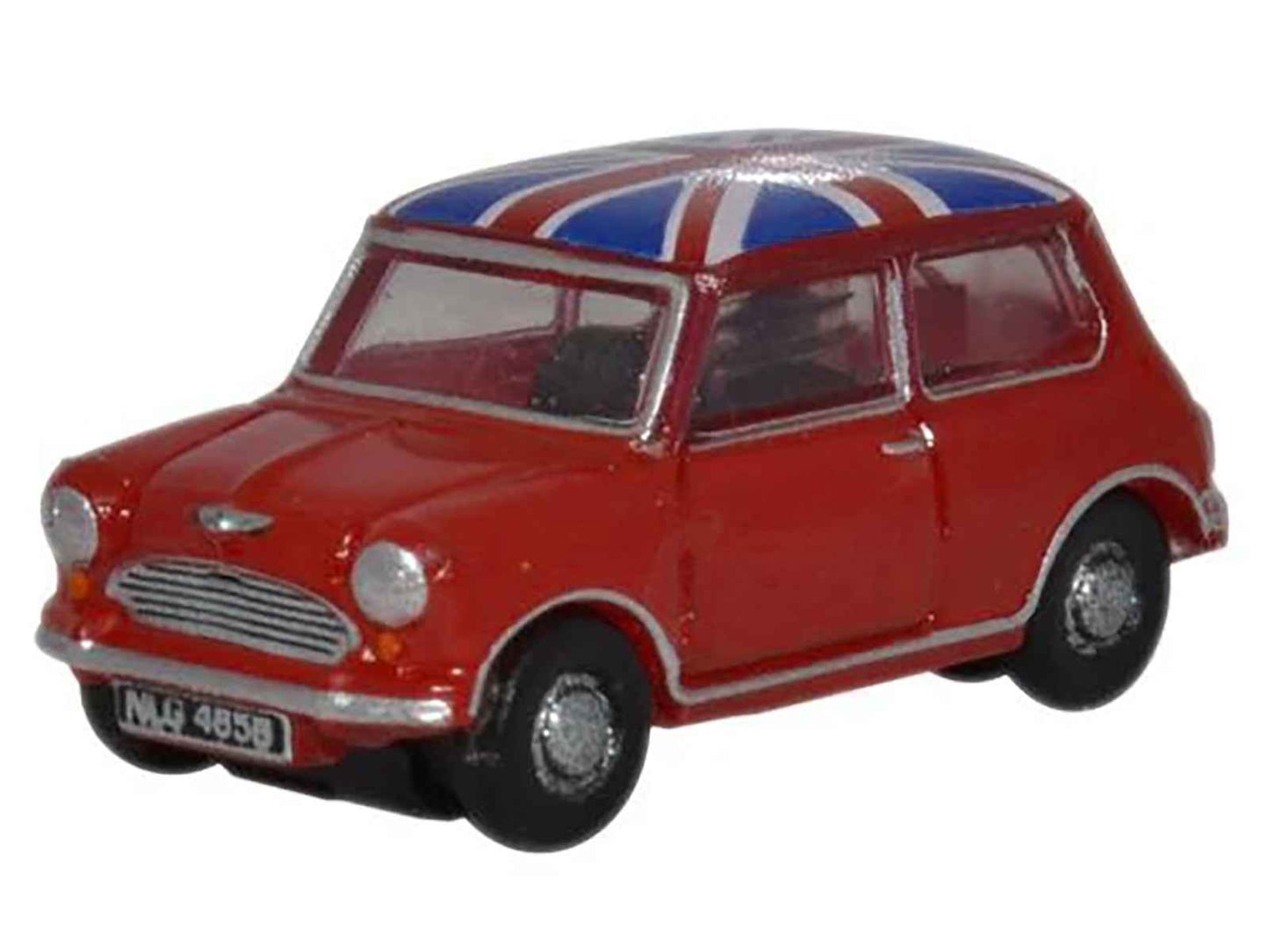 Austin Mini RHD (Right Hand Drive) Tartan Red with Union Jack Top 1/148 (N) Scale Diecast Model Car by Oxford Diecast Miniature Motors Default Title Default Title-