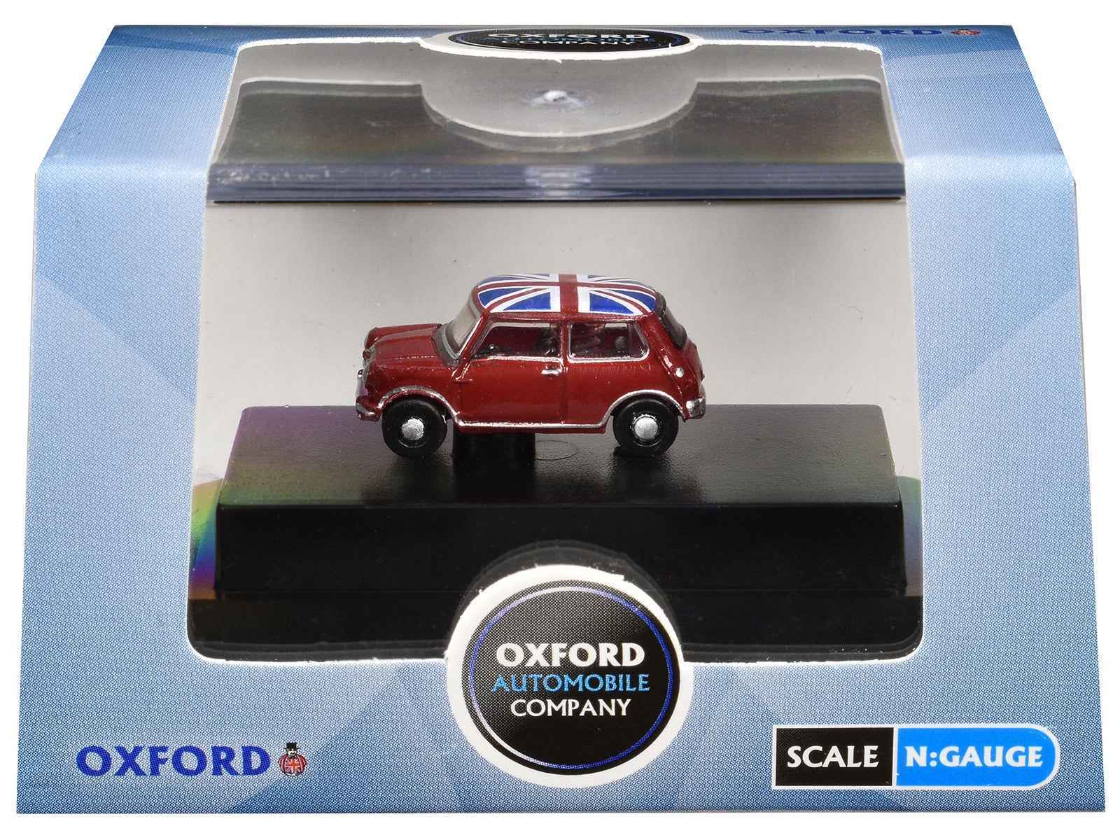 Austin Mini RHD (Right Hand Drive) Tartan Red with Union Jack Top 1/148 (N) Scale Diecast Model Car by Oxford Diecast Miniature Motors Default Title Default Title-