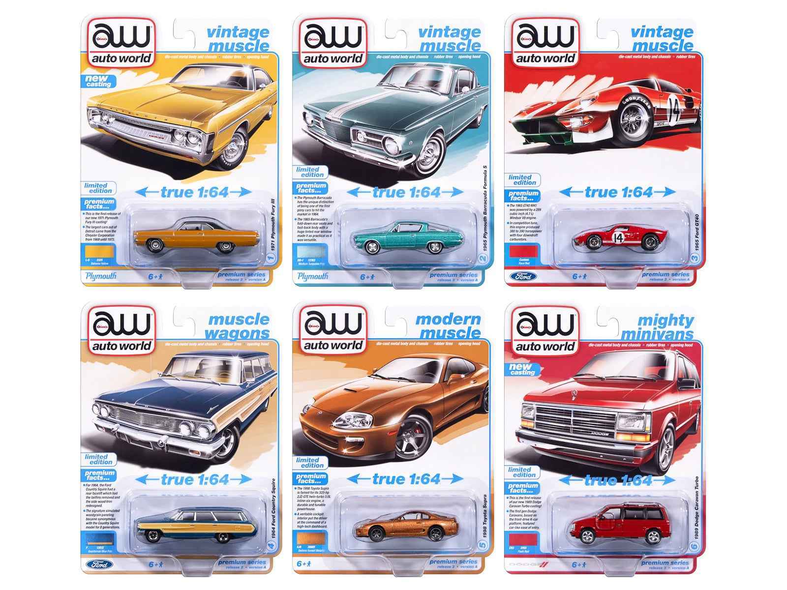 Auto World Premium 2025 Release 3 Set A of 6 pieces 1/64 Diecast Model Cars by Auto World Cartsfy Inc.