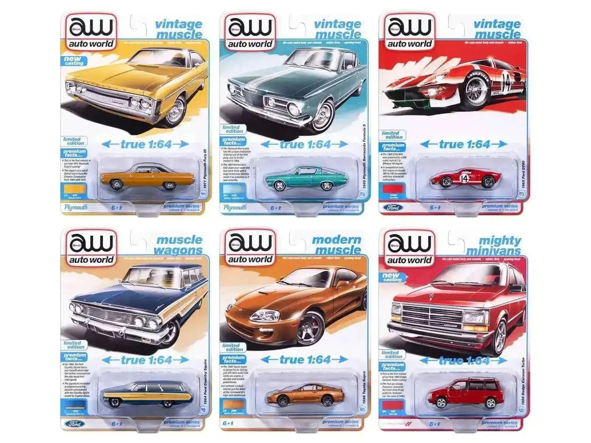 Auto World Premium 2025 Diecast Model Cars Set A - 6 Pieces