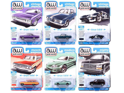 Auto World Premium 2025 Release 3 Set B of 6 pieces 1/64 Diecast Model Cars by Auto World Miniature Motors Default Title Default Title-