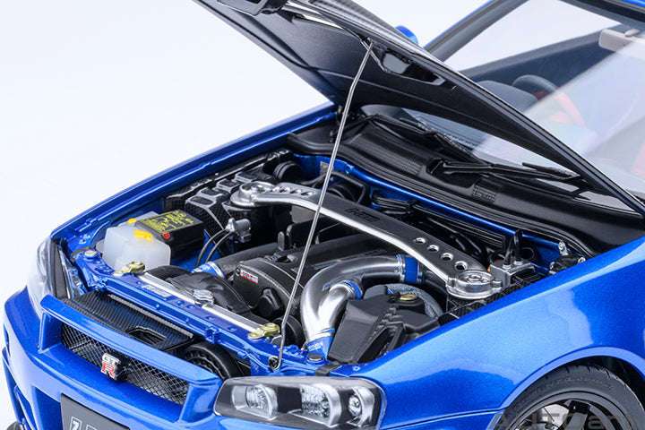 AUTOart 2001 Nissan Skyline GT-R (R34) Z-Tune Bayside Blue w/ Carbon Fiber Hood 1:18 STM Diecast Default Title Default Title-