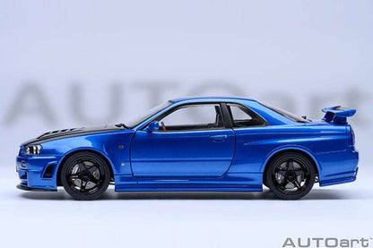 AUTOart 2001 Nissan Skyline GT-R (R34) Z-Tune Bayside Blue w/ Carbon Fiber Hood 1:18 STM Diecast Default Title Default Title-