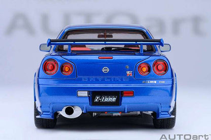 AUTOart 2001 Nissan Skyline GT-R (R34) Z-Tune Bayside Blue w/ Carbon Fiber Hood 1:18 STM Diecast Default Title Default Title-
