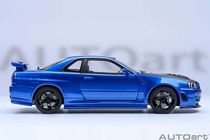 AUTOart 2001 Nissan Skyline GT-R (R34) Z-Tune Bayside Blue w/ Carbon Fiber Hood 1:18 STM Diecast Default Title Default Title-