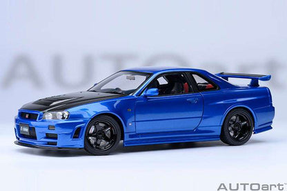 AUTOart 2001 Nissan Skyline GT-R (R34) Z-Tune Bayside Blue w/ Carbon Fiber Hood 1:18 STM Diecast Default Title Default Title-