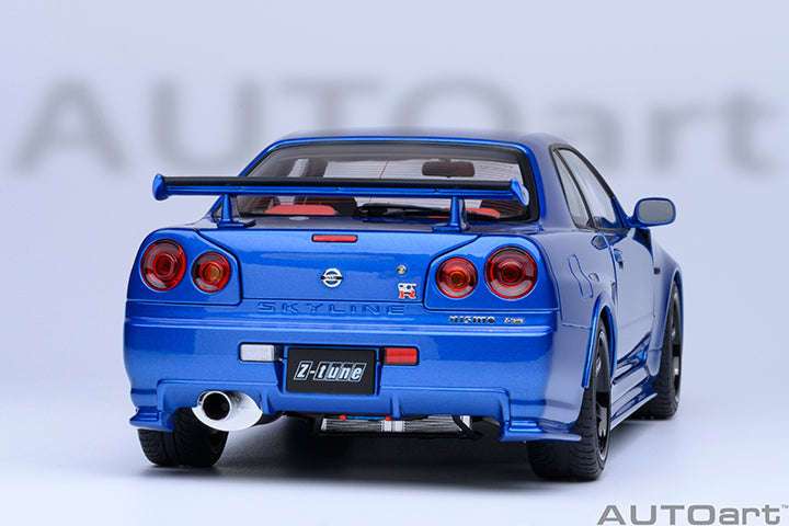 AUTOart 2001 Nissan Skyline GT-R (R34) Z-Tune Bayside Blue w/ Carbon Fiber Hood 1:18 STM Diecast Default Title Default Title-