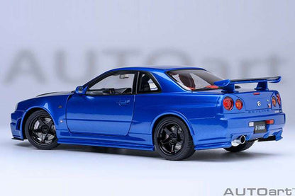 AUTOart 2001 Nissan Skyline GT-R (R34) Z-Tune Bayside Blue w/ Carbon Fiber Hood 1:18 STM Diecast Default Title Default Title-