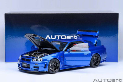AUTOart 2001 Nissan Skyline GT-R (R34) Z-Tune Bayside Blue w/ Carbon Fiber Hood 1:18 STM Diecast Default Title Default Title-