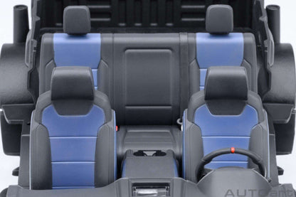 1:18 scale pickup truck interior front seats in blue with black console