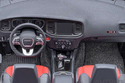 Interior view of gray die-cast Charger model with red-and-black seats and steering wheel.