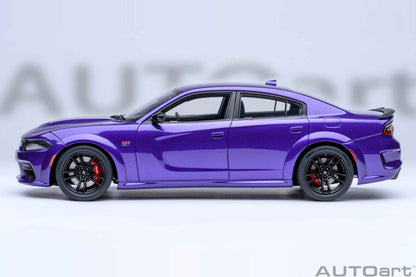 AUTOart 1:18 scale purple Dodge Charger model, left side profile