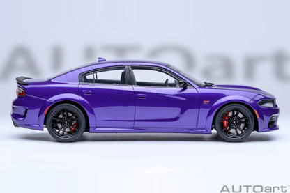 AUTOart 1:18 scale purple Dodge Charger model, right side profile