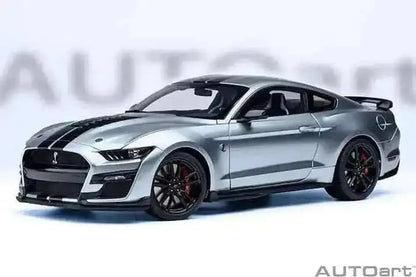 AUTOart Ford Shelby Mustang GT500 Iconic Silver 1:18 Model for collectors.