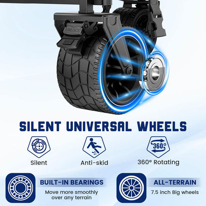 All-terrain wagon cart wheels with silent, anti-skid design and 360 rotating hubs