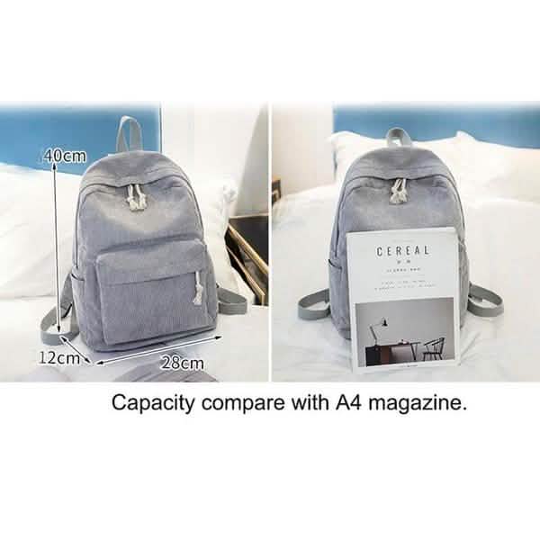 Gray mini backpack with top handle, tassel drawstring, and adjustable side straps
