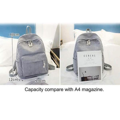 Gray mini backpack with top handle, tassel drawstring, and adjustable side straps