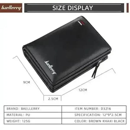 Baellerry Men's Zipper Short Fashion Wallet DailySale Black Coffee Khaki Black-Coffee-Khaki-