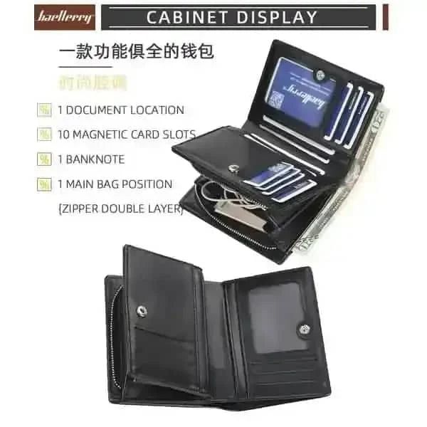Baellerry Men's Zipper Short Fashion Wallet DailySale Black Coffee Khaki Black-Coffee-Khaki-