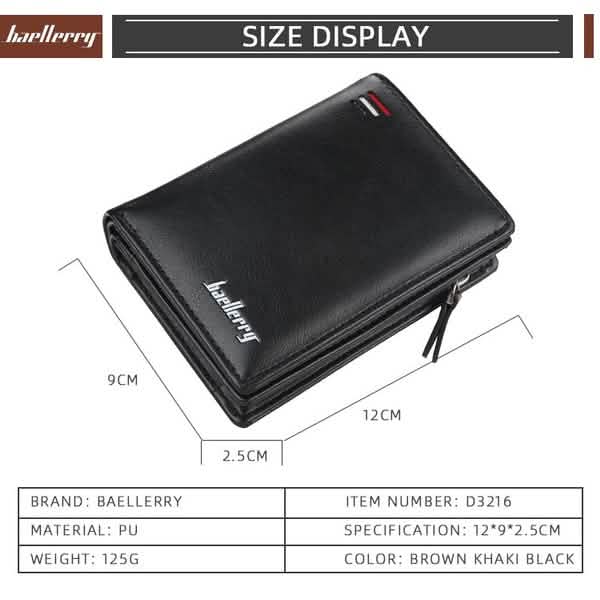 Baellerry Men's Zipper Short Fashion Wallet - Cartsfy Inc.