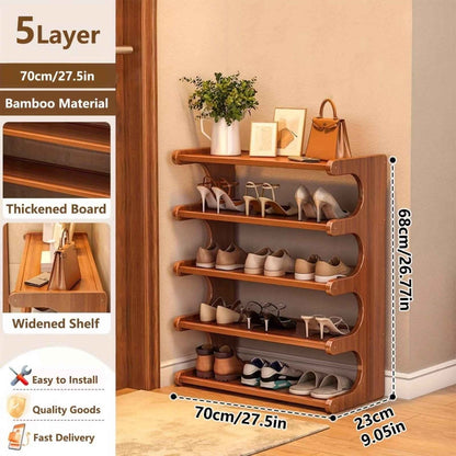 Bamboo Shoe Rack Organizer – 5 or 6 Tier, Space - Saving Storage - Cartsfy Inc.
