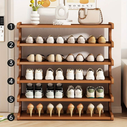 Bamboo Shoe Rack Organizer – 5 or 6 Tier, Space - Saving Storage - Cartsfy Inc.