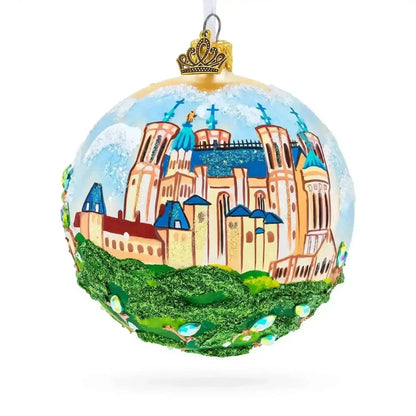 Basilica of Notre Dame of Fourviere, Lyon, France Glass Ball Christmas Ornament Cartsfy Inc.