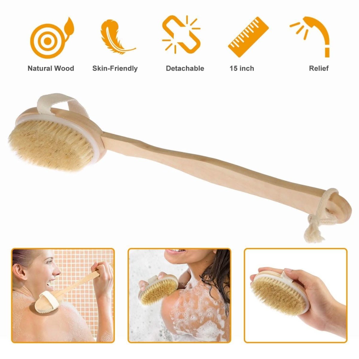 Bath Brush 15" Shower Body Back Scrubber - Cartsfy Inc.