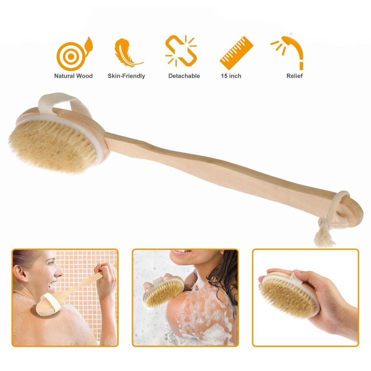 Bath Brush 15" Shower Body Back Scrubber - Cartsfy Inc.
