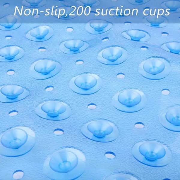 Non-slip bath mat, bright blue suction cups pattern
