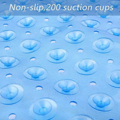 Non-slip bath mat, bright blue suction cups pattern