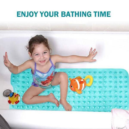 Non-slip bath mat, teal with raised suction dots