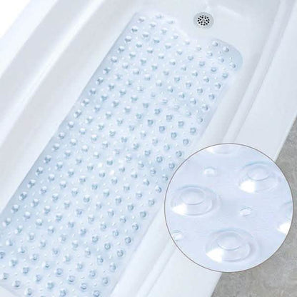 Non-slip bath mat, white with raised suction dots for traction