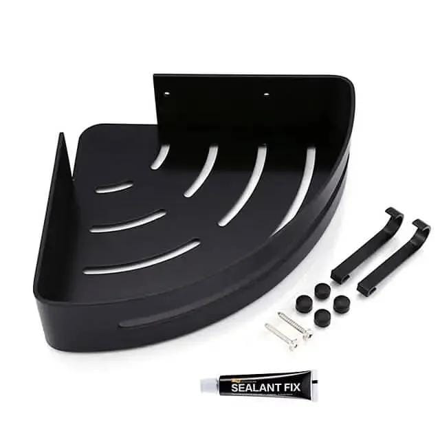 Bathroom Shelf Space Aluminum Wall Mount Triangle Shower Corner Storage Rack DailySale Black Silver Black-Silver-