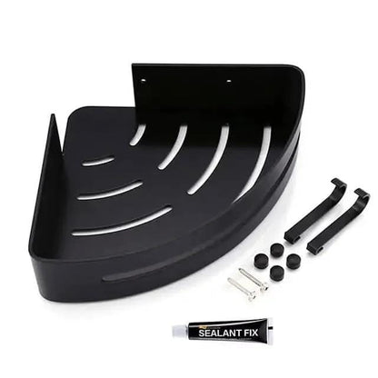 Bathroom Shelf Space Aluminum Wall Mount Triangle Shower Corner Storage Rack DailySale Black Silver Black-Silver-
