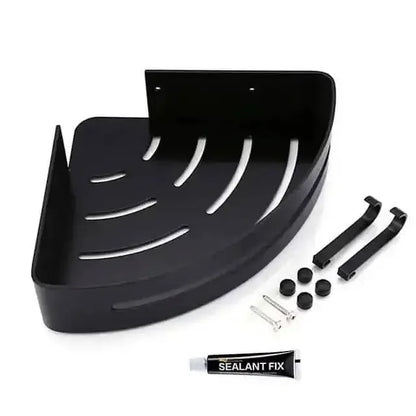 Bathroom Shelf Space Aluminum Wall Mount Triangle Shower Corner Storage Rack DailySale Black Silver Black-Silver-