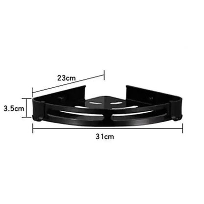 Bathroom Shelf Space Aluminum Wall Mount Triangle Shower Corner Storage Rack DailySale Black Silver Black-Silver-