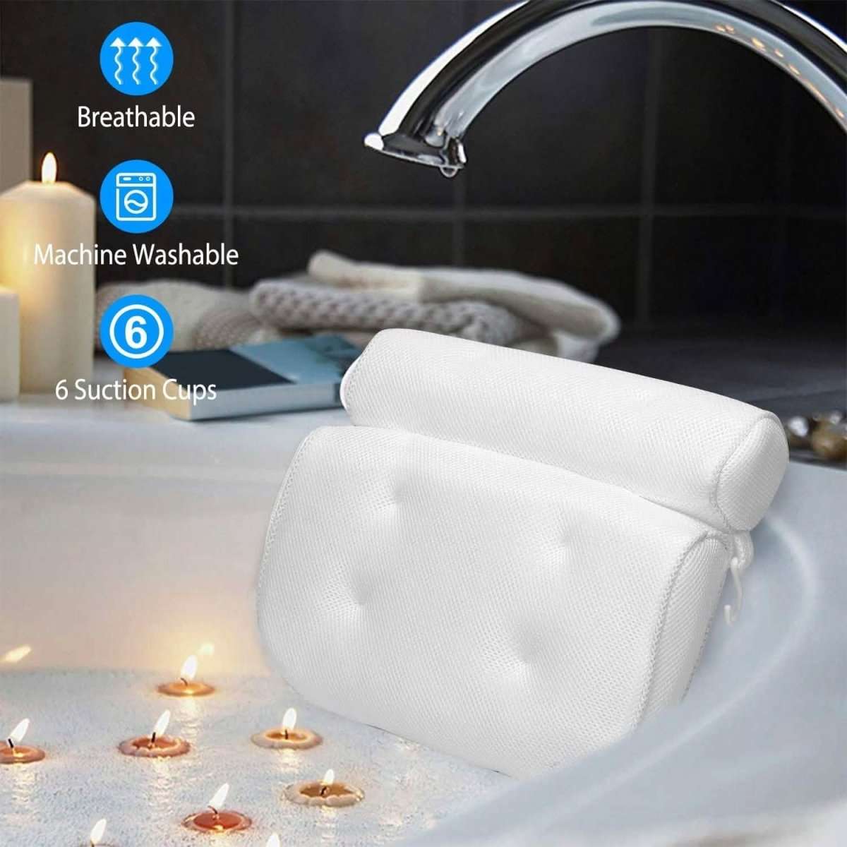 Bathtub Pillow Suction Cup Bath Pillow Air Mesh DailySale Default Title Default Title-