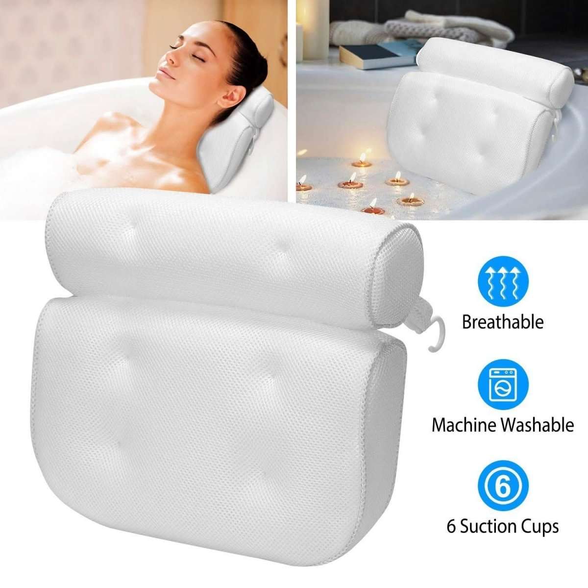 Bathtub Pillow Suction Cup Bath Pillow Air Mesh DailySale Default Title Default Title-