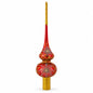 Radiant Jeweled Snowflake on Red Glass Christmas Tree Topper 11 Inches